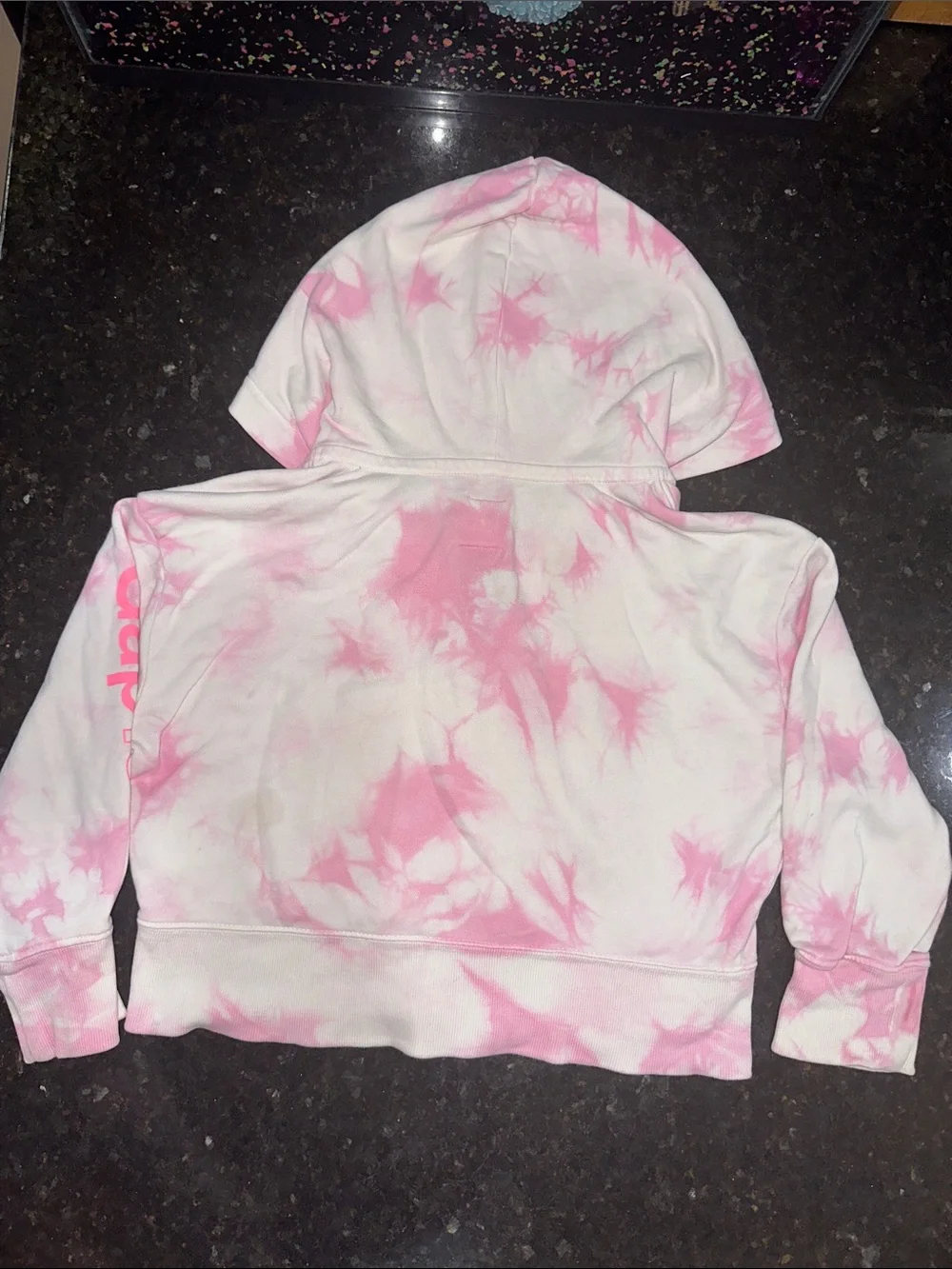 GAP Pink and White Tie-Dye Zip Hoodie